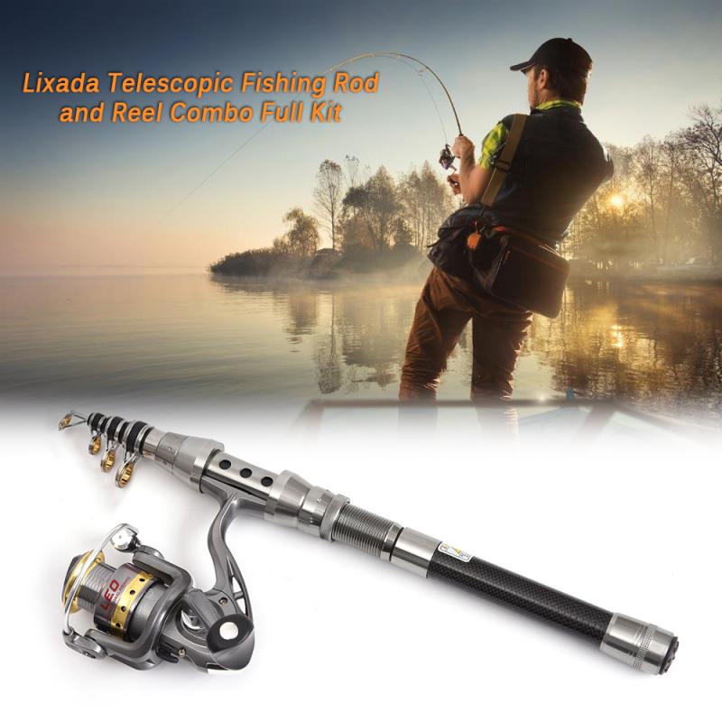 Telescopic Fishing Rod and Reel Combo Full Kit Spinning Fishing Reel Gear Organizer Pole Set with 100M Fishing Line Lures Hooks