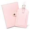 Holiday Travel Accessories Fashion Copper Button Passport Holder Luggage Tag Extra Thick Leather Passport Cover Luggage Tags