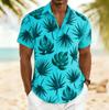 Men's Monstera & Palm Leaf Print Short Sleeve Shirt, Spring Summer Fresh Hawaiian Vacation Blouse, Loose Casual Top