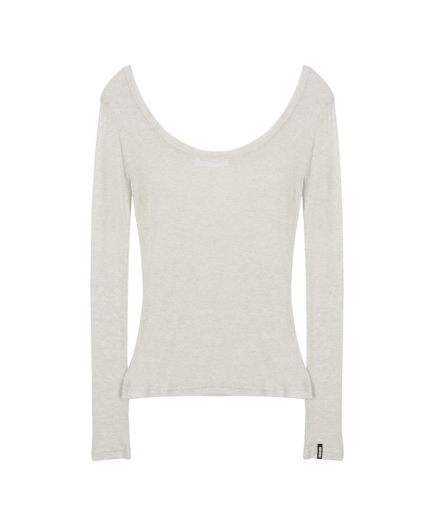 Nigaennikol Nicole Minimal Label Scoop Ls Top_Beige