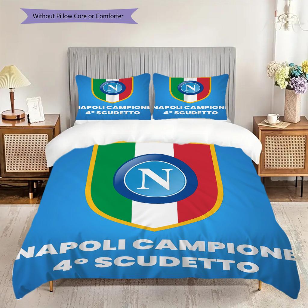 SSC Napoli Muster Bettwäsche Steppdecke Set Bettbezug Kissenbezug Heimdekoration Geburtstagsgeschenk (1 Bettbezug + 2 Kissenbezüge, ohne Füllung)