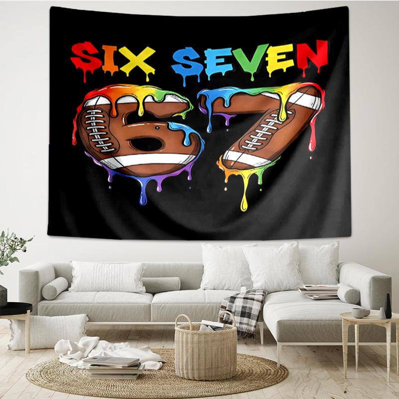67 Print Tapestry, Backdrop, Easy Setup, Ideal for Bedroom, Office & Living Room, with Aesthetic Wall Hanging Decor.