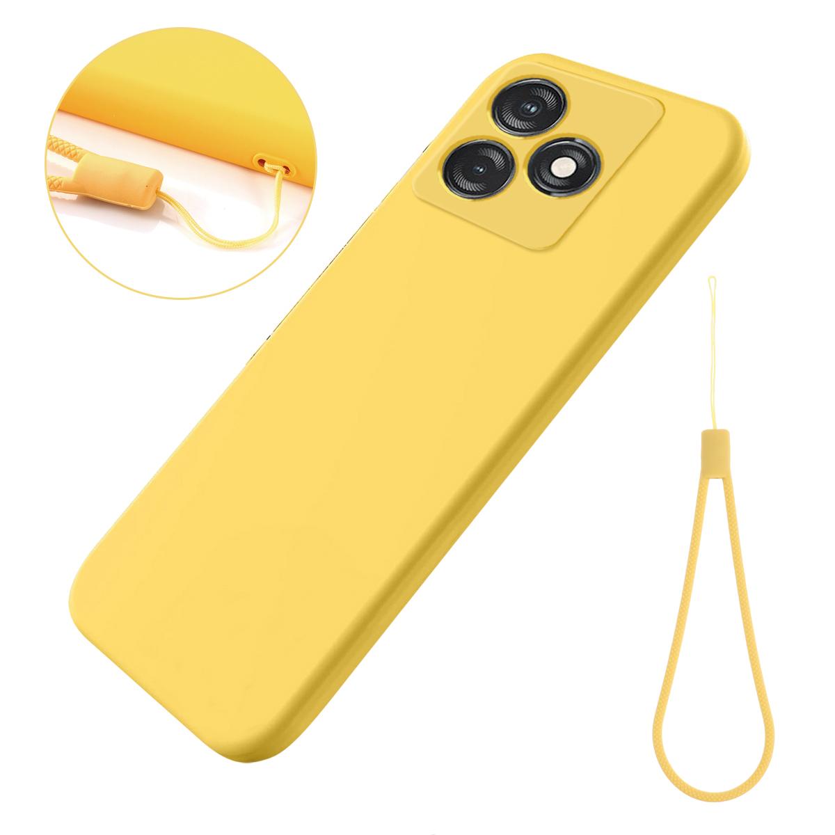 

For TECNO Spark 10 4G/10C 4G Liquid Silicone Phone Case Soft Lining Anti-Scratch Back Cover Yellow