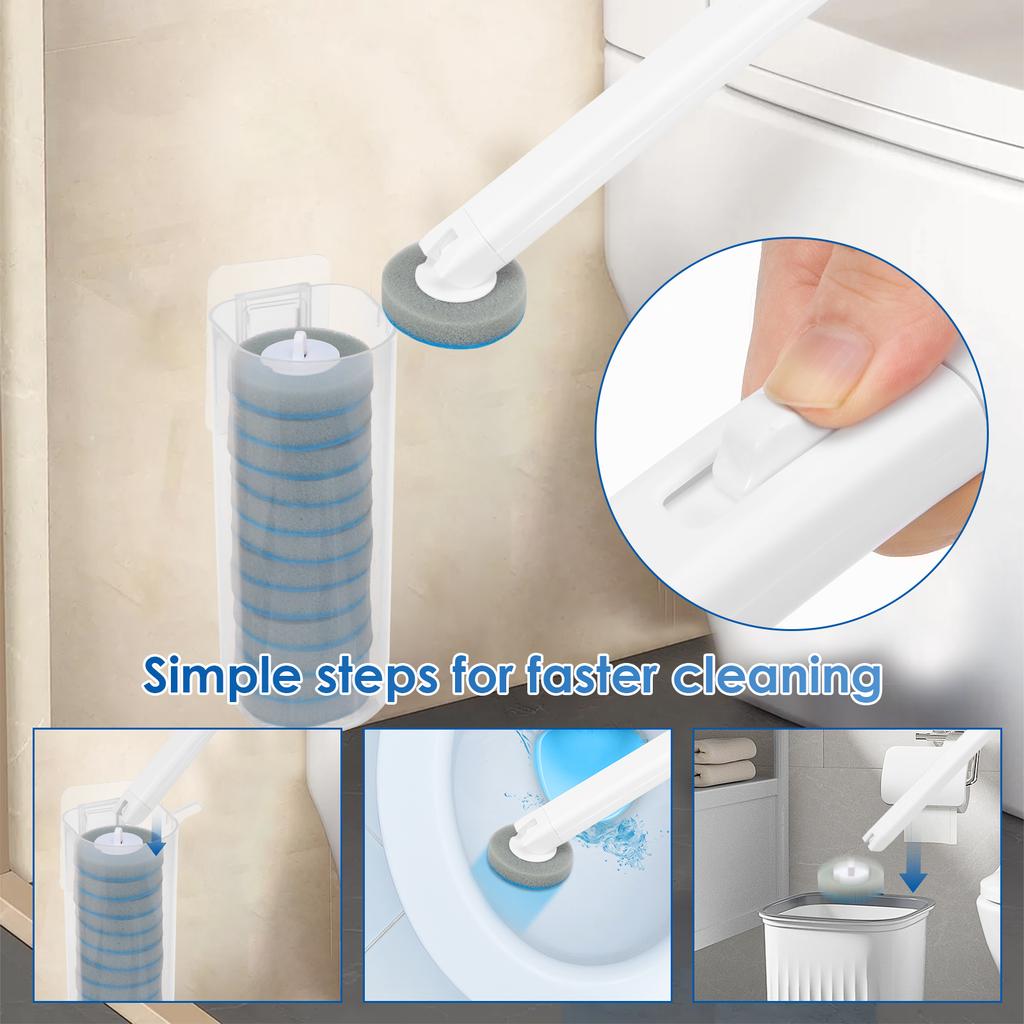 18/48 Stück Einweg-Toilettenbürsten-Ersatzkopf Badezimmer 360° Tiefenreinigungs-Set Langer Griff WC-Zubehör Werkzeug