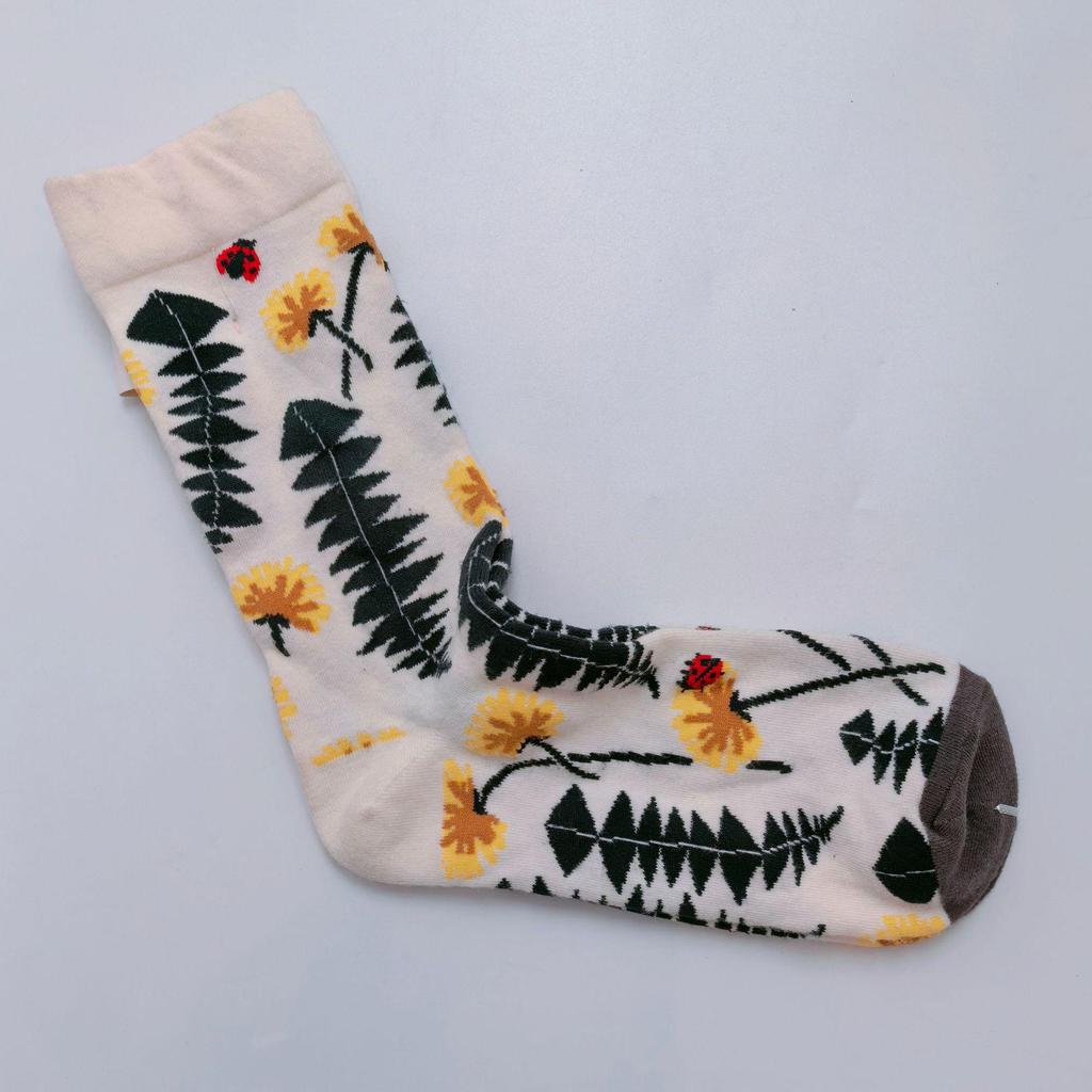 French Bonne Maison Retro Mid-Calf Socks in Maillard Color Scheme - Trendy Cotton Fashion Socks