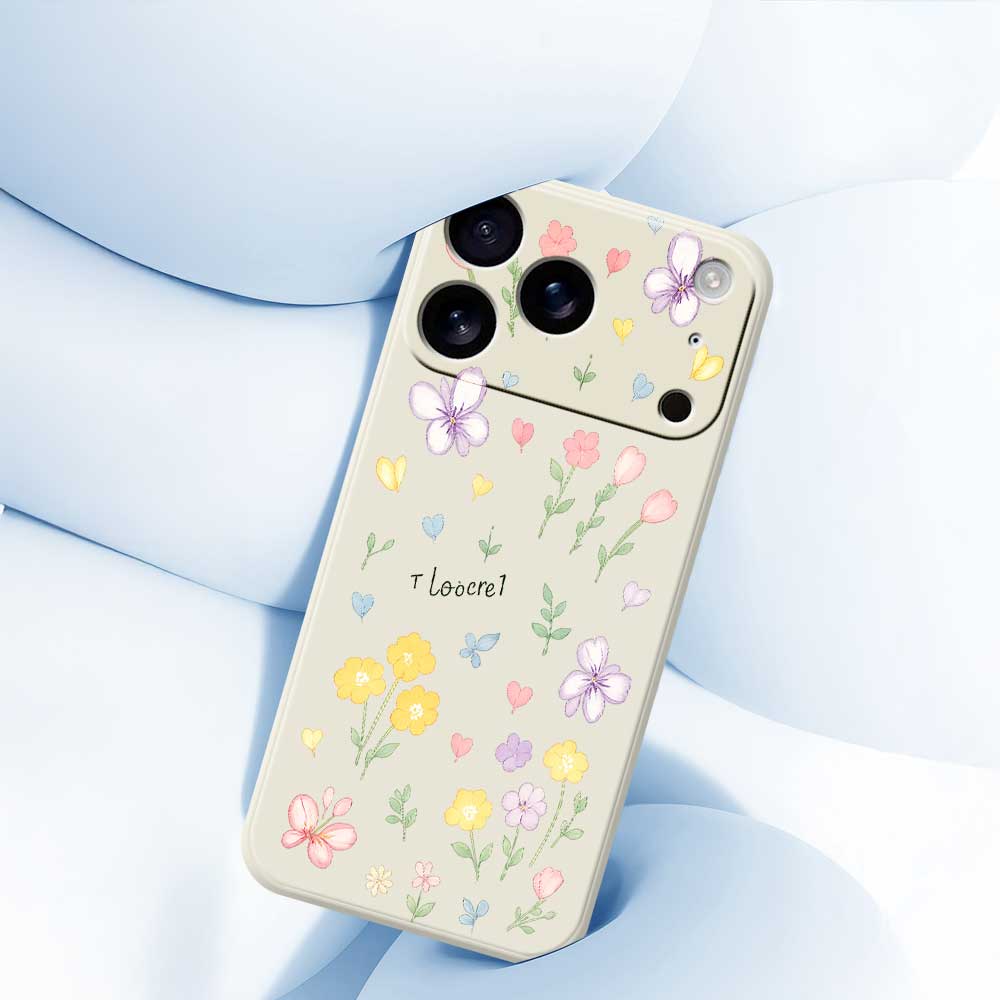For iPhone 17 Pro Max Case Small Flowers Pattern Printing Straight Edge TPU Phone Back Cover