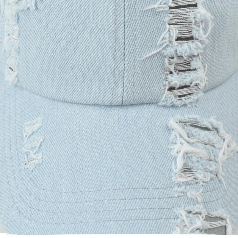 Women's Washed Denim Ripped Baseball Cap for Sun Protection