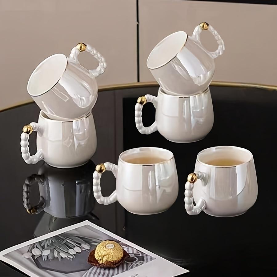 1pc/6pcs/8pcs/set European pearl glazed porcelain tea set - Pearl white porcelain teapot and sugar milk oil teapot