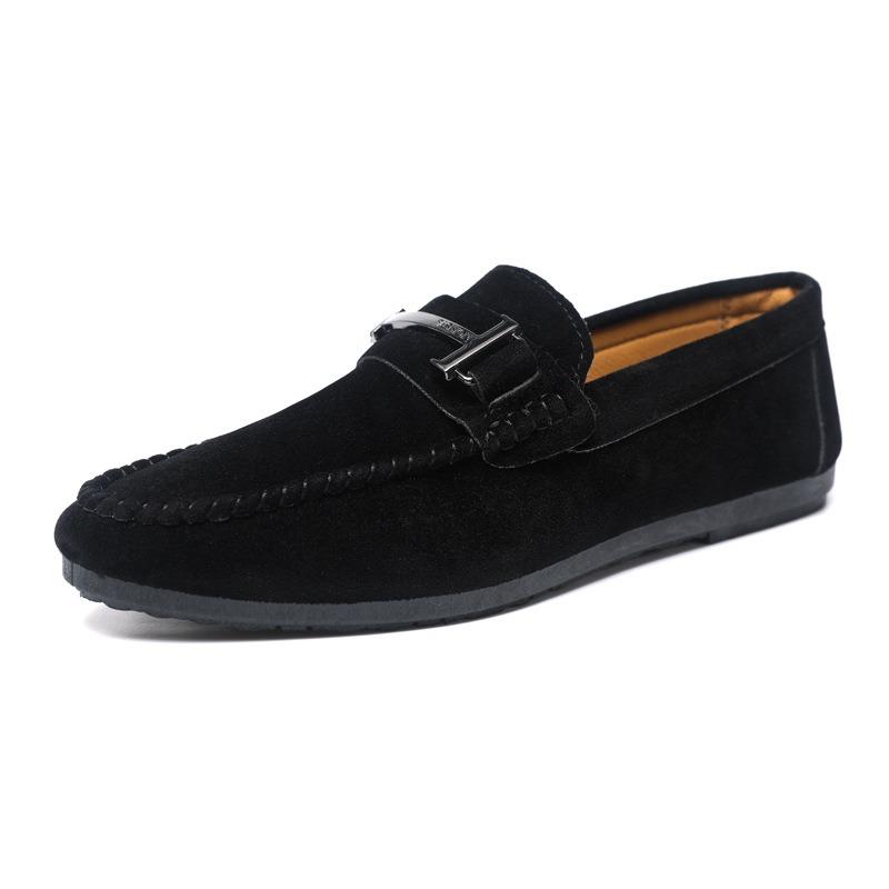 Single Shoe Low Cut Men's Comfortable Leather Shoes with Soft Soles, Casual Loafers