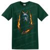 Black Dog Fire Flames Artwork T Shirt Graphic Animal Lover Tee