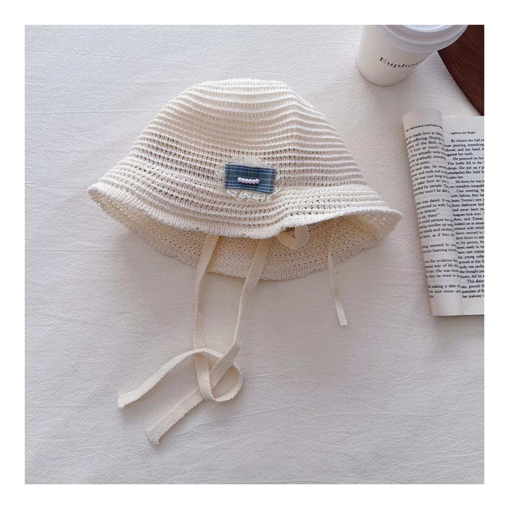 New Summer Kids Sun Hat Sweet Lace Bow Girls Straw Hat with Straps Beach Vacation Children Breathable Fisherman Hat