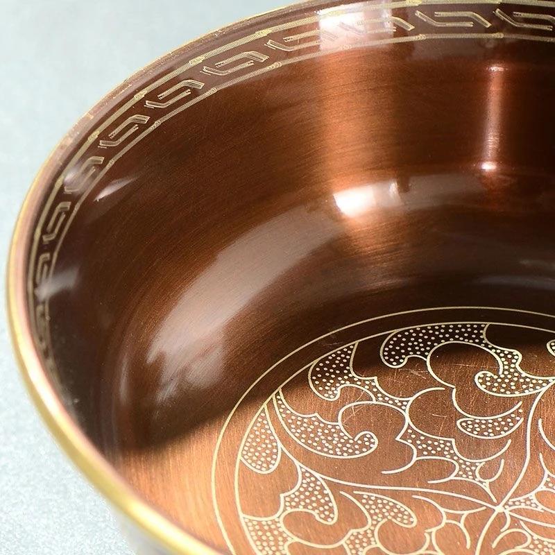 Tibetský strážný pohár k poctě, Bronzová měděná rytina, Dvouvrstvá ruční práce, Buddhistická svatá miska, Buddhistický náboženský předmět, 1 sada