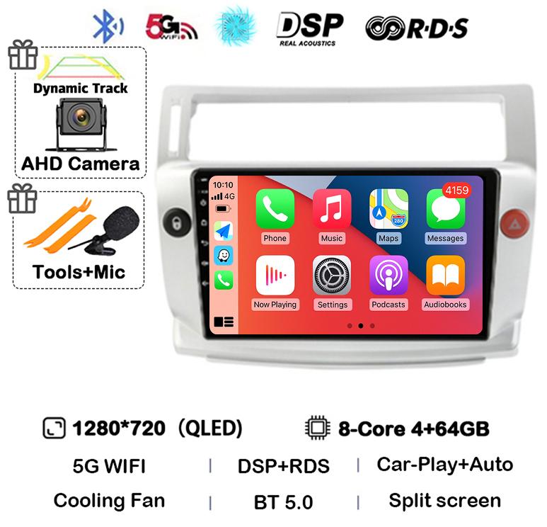 Android 14 Carplay Auto For Citroen C4 C-Triomphe Quatre 2004-2014 Car Radio Multimedia Video Player Head Unit Stereo 360 Camera