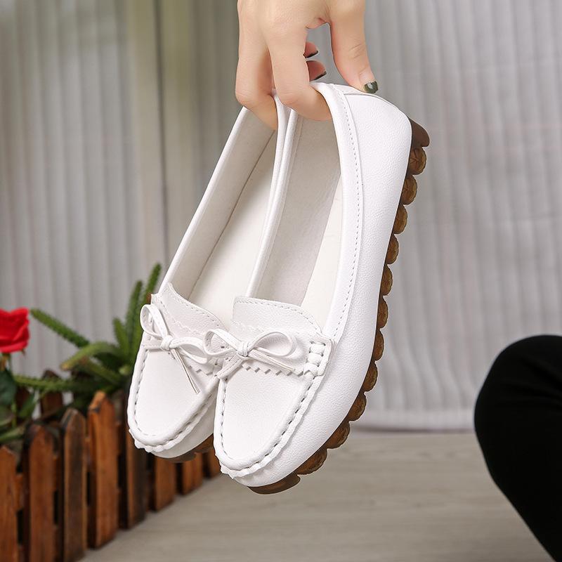 

New autumn white single shoes soft sole beef tendon solid color women s foot flats 35 белый