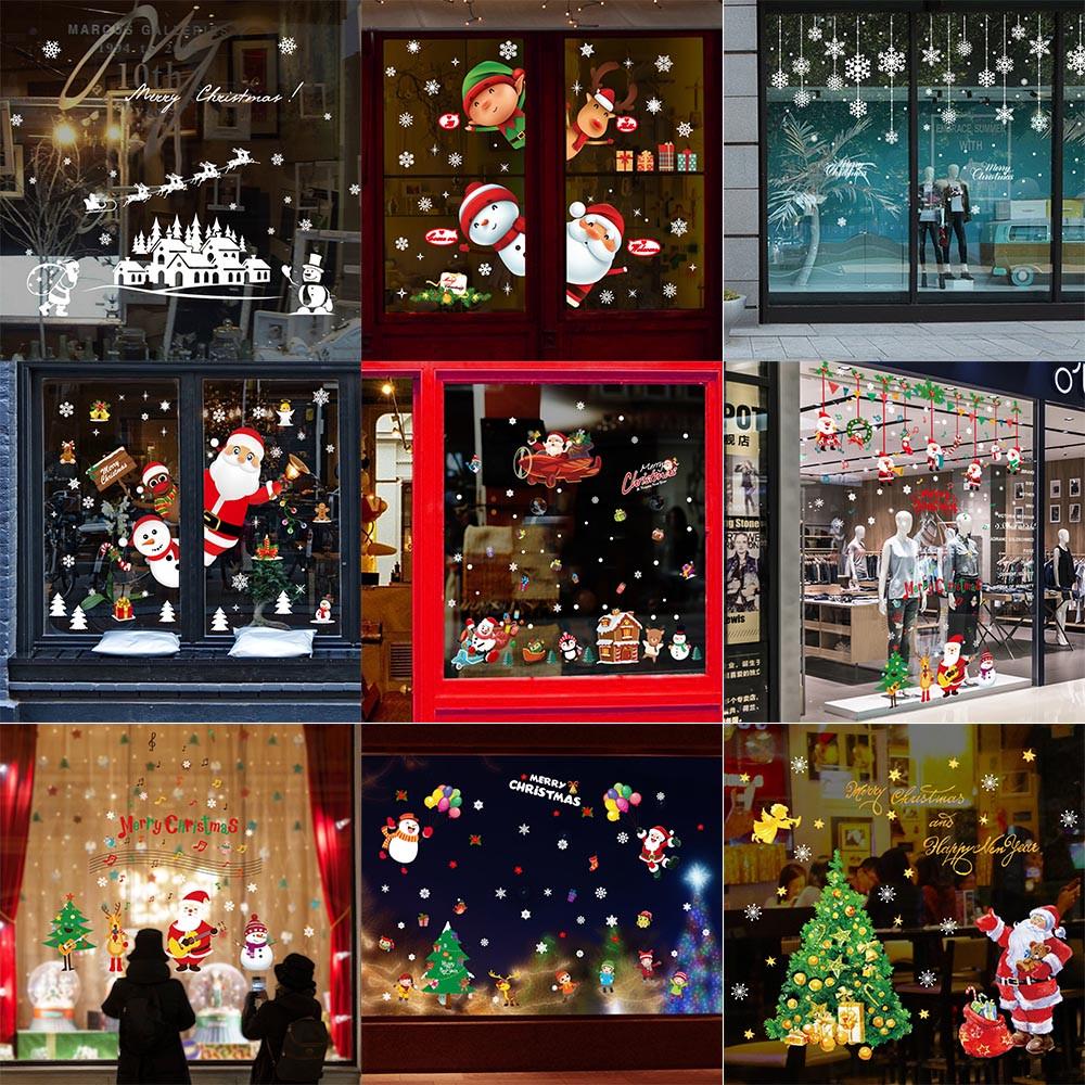 Buy [XRK] Christmas Restaurant Mall Decoration Snow Glass Window ...