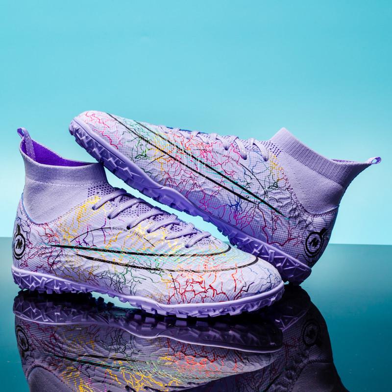 2025 New High-top Football Shoes for Children, Men and Women, Mandarin Ducks, Broken Nails TF Artificial Turf Training Shoes for Women