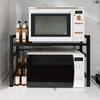 Expandable Microwave Rack Heavy Duty Microwave Storage Stand Height Adjustable Microwave Oven Rack with 6 Hooks for Home Office