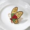 Shiny Rhinestone Butterfly Brooch Gold Plated Frame Red Green Crystals Perfect For Daily Wear Party Outfit