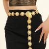 Vintage Water-Sprinkling Festival Waist Chain Golden Zinc Zinc Alloy Hollow Out Belt  Gypsy Style
