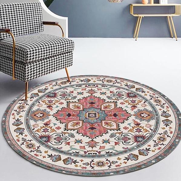 Moroccan Style Living Room Decoration Round Carpet Large Area Rugs for Bedroom Home Rocking Chair Floor Mat Washable Lounge Rug