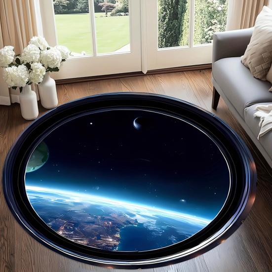 3D Visual Round Rug Living Room Floor Mat Decorative Anti-Slip Area Rug for Bedroom Dining Room Playroom Home Farmhouse Decor