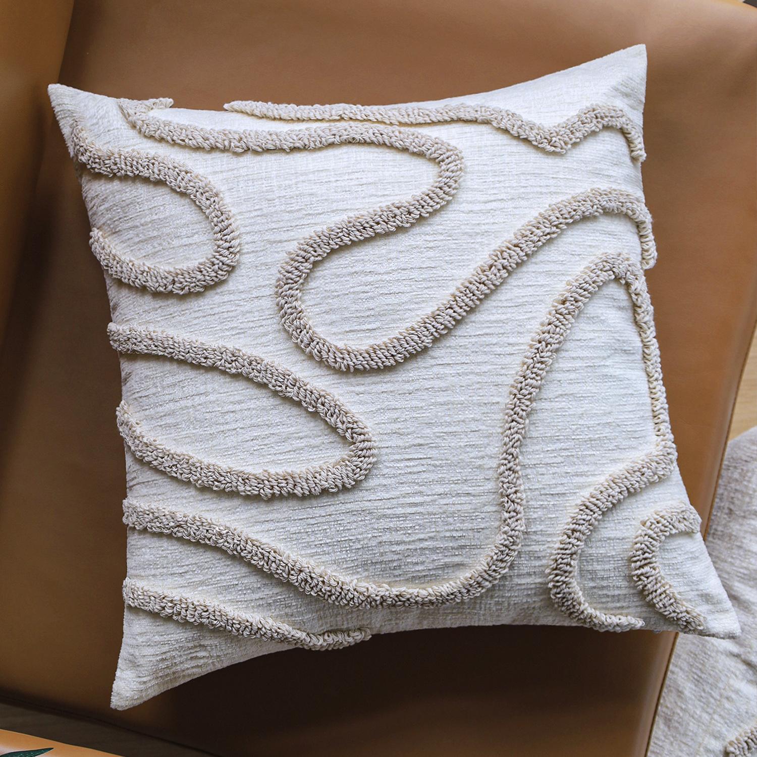 

Современная минималистичная наволочка в стиле инс, линейная геометрическая петля, бархатная подушка, подушка для гостиной, дивана, спинка, мягкое украшение 45x45cm [pillowcase only]