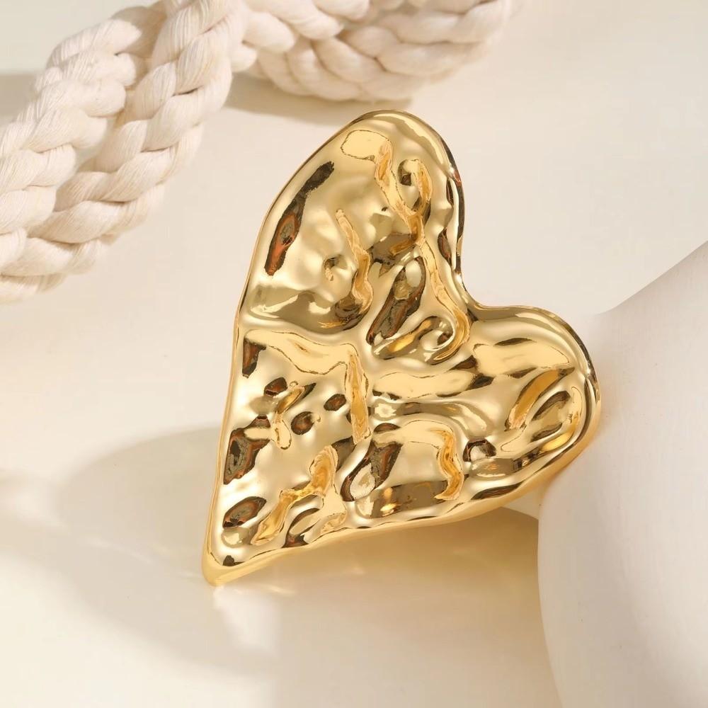Gold Silver Color Heart Shape Brooch Minimalist Metal Enamel Heart Pins  for Fashion Jewelry Gift