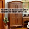 Detailed Miniature Wardrobe Model Figurine 1/12 Scale Doll House Furniture Wooden Storage Cabinet with Openable Door
