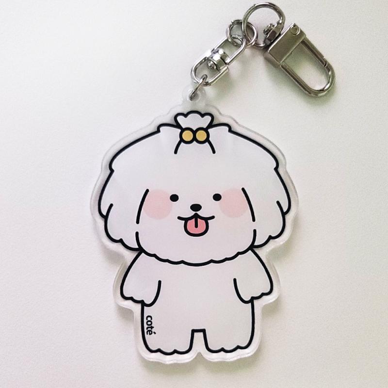 Coton de Tulear puppy character keychain key ring