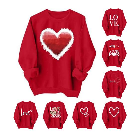 Valentinstag Sweatshirt für Damen Liebesherz Grafik Pullover Rundhalsausschnitt Oberteile Herbst Lässige Langarmshirts