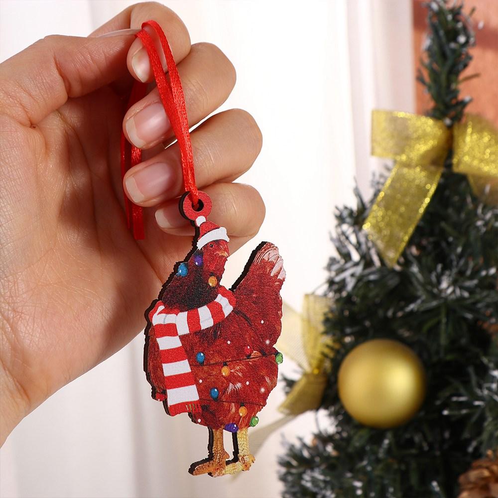 Decorative Scarf Chicken Hanging Pendant Funny Christmas Tree Pendant for 5pcs Xmas Tree