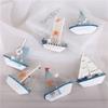 Wooden Crafts Miniature Figurines Sailing Model Sailboat Ornaments Micro Landscape Sailing
