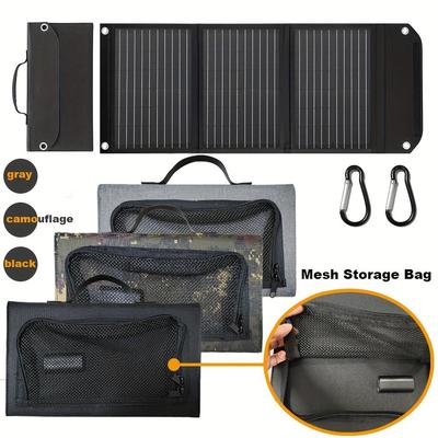 Painéis Solares Portáteis de 40W, Painel Solar Dobrável à Prova d'Água IP65 Portas USB-A TYPE-C