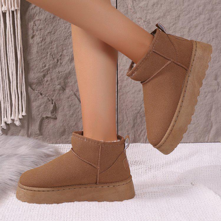 Women's 2024 High-Sole Waterproof Fur Boots - Thick, Warm Cotton Snow Boots for Autumn & Winter