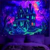 BVBOX Blacklight Halloween TapestryUV Reactive Glow In The Dark Black Light Trippy Tapestry Posters for Living Room, B