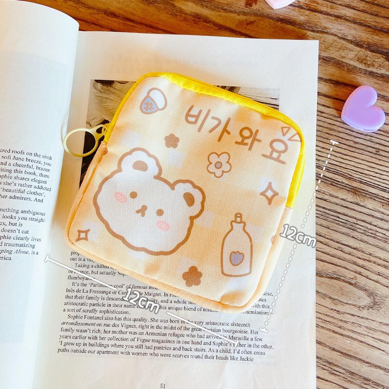 Yilan Cartoon Animal Sanitary Napkin Storage Bag, Portable Large-Capacity Menstrual Pad Holder