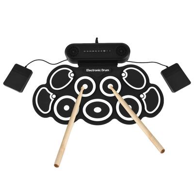 Elektroniczny Zestaw Perkusyjny z Podwójnym Głośnikiem Rolowany Pad Perkusyjny 9 Padów Obsługuje BT MIDI Różne Audio