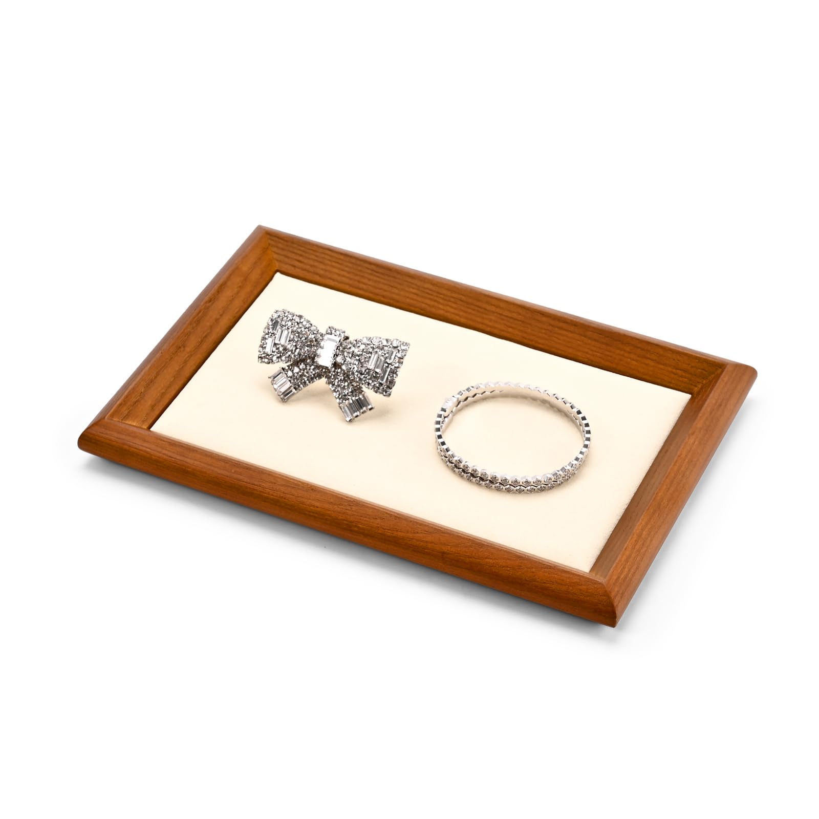 

Woodten Wooden Jewelry Display and Storage Tray for Home Commercial Use Small P07301 Tray, Tray, High-Quality Rings, Earrings, Bracelets, Use, бежевий