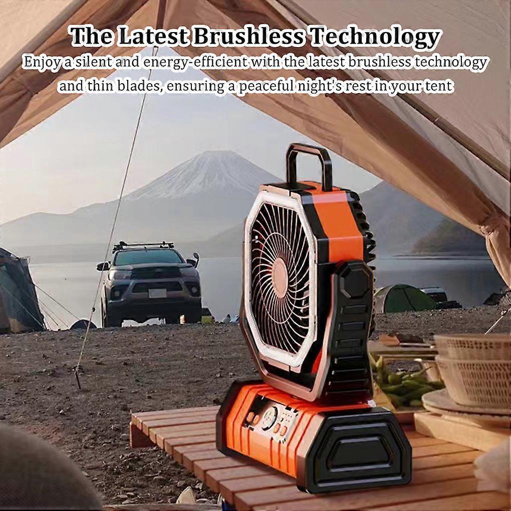 Portable Silent LED Light Fan With 270° Head Rotation For Camping Or Travel Portable Air Circulator