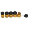 100 Stück bernsteinfarbene Glasflaschen für ätherische Öle mit Öffnungsreduzierer, schwarze Kappen, 1 ml