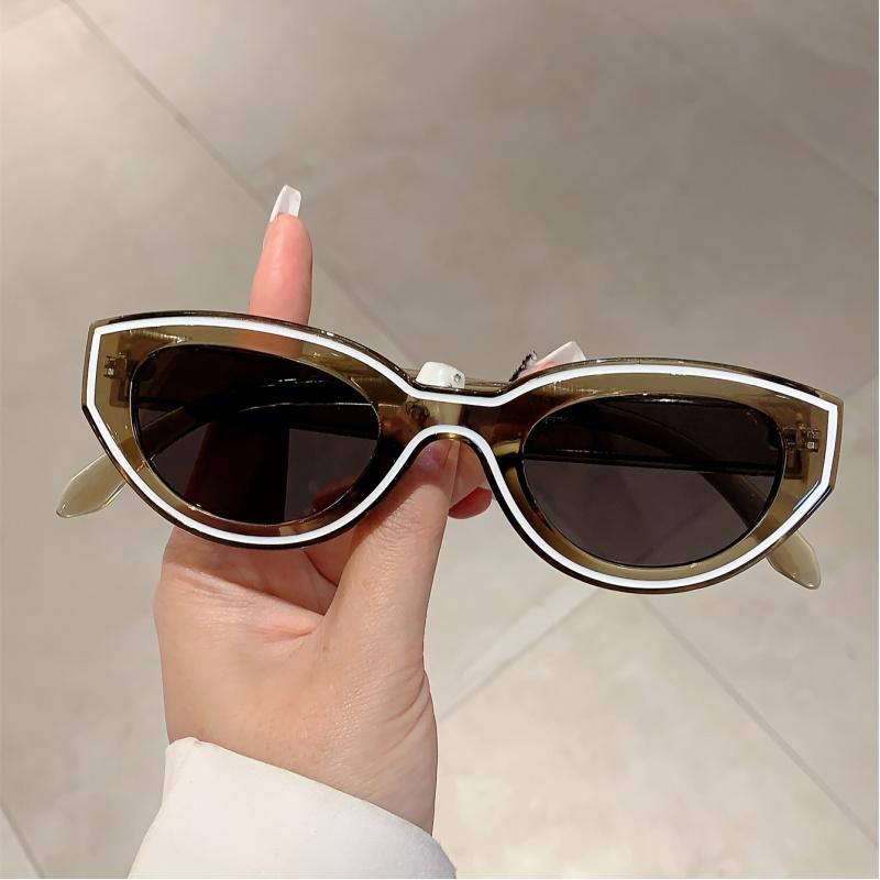 Retro Women'S Cat-Eye Fashion Sunglasses with Trendy Line Decorations, Stylish Men'S Decorative Eyewear for Outdoor