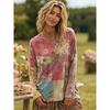 Printemps Europe Amérique Vintage Assemblage Couleurs T-shirt Pullover Femme Style Bohémien Vêtements Manches Longues Femme Hauts Décontractés Extérieur
