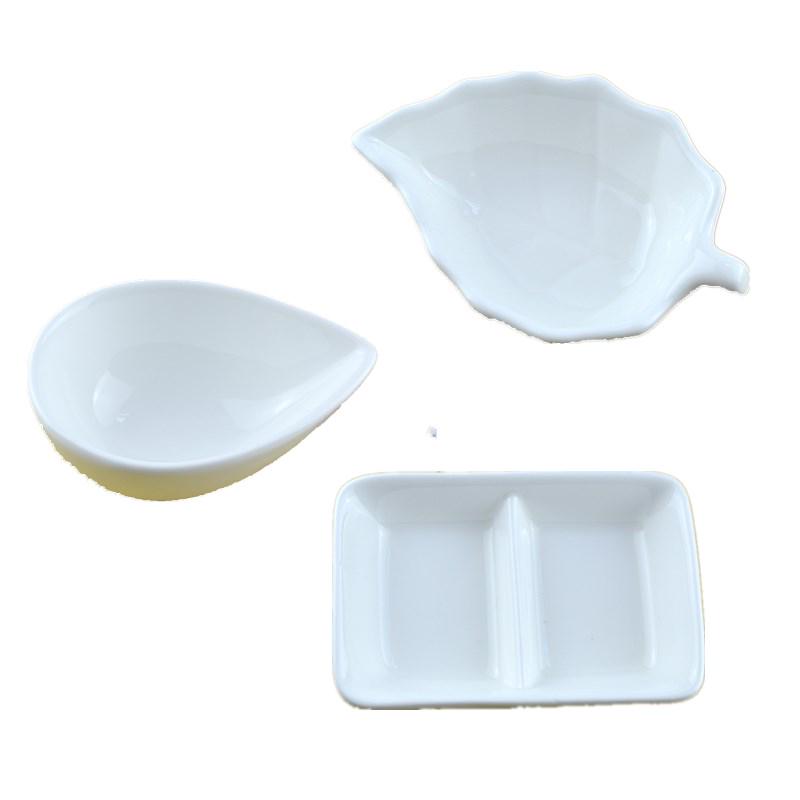 Multi-Compartment Ceramic Seasoning and Dipping Dishes for Soy Sauce, Vinegar, and Mustard