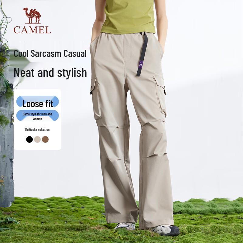 Camel Women's Fleece-Lined Straight-Leg Cargo Pants
