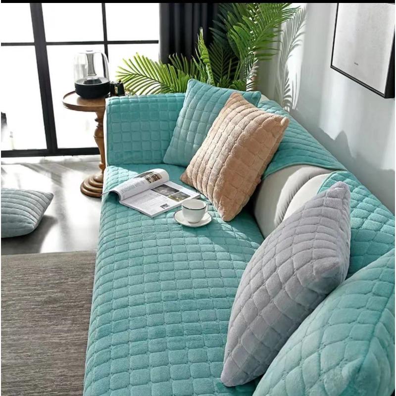 Plush Simple Sofa Cushion Flannel Non-Slip Leather Sofa Cushion Winter Sofa Cover All-Inclusive Sofa Slipcover Sofa Towel