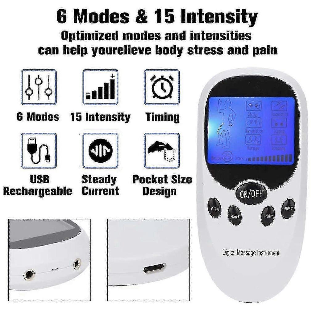 Dual Channel Pain Relief TENS Unit with 8 Electrode Pads for Muscle Stimulation Therapy
