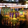 Halloween Twinkle LED Light Pumpkins with Timer Lighted Sparkling Starry Night Glass Pumpkin Lamp Outdoor Lighted Decorations