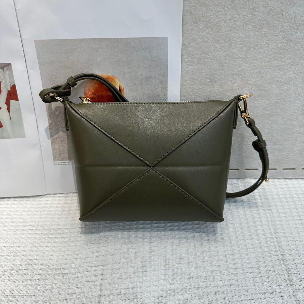 Top Layer Cowhide Folding Geometric Bag Handbag French Armpit Bag Genuine Leather Lunch Box Bag Fashion Shoulder Crossbody Bag For Women