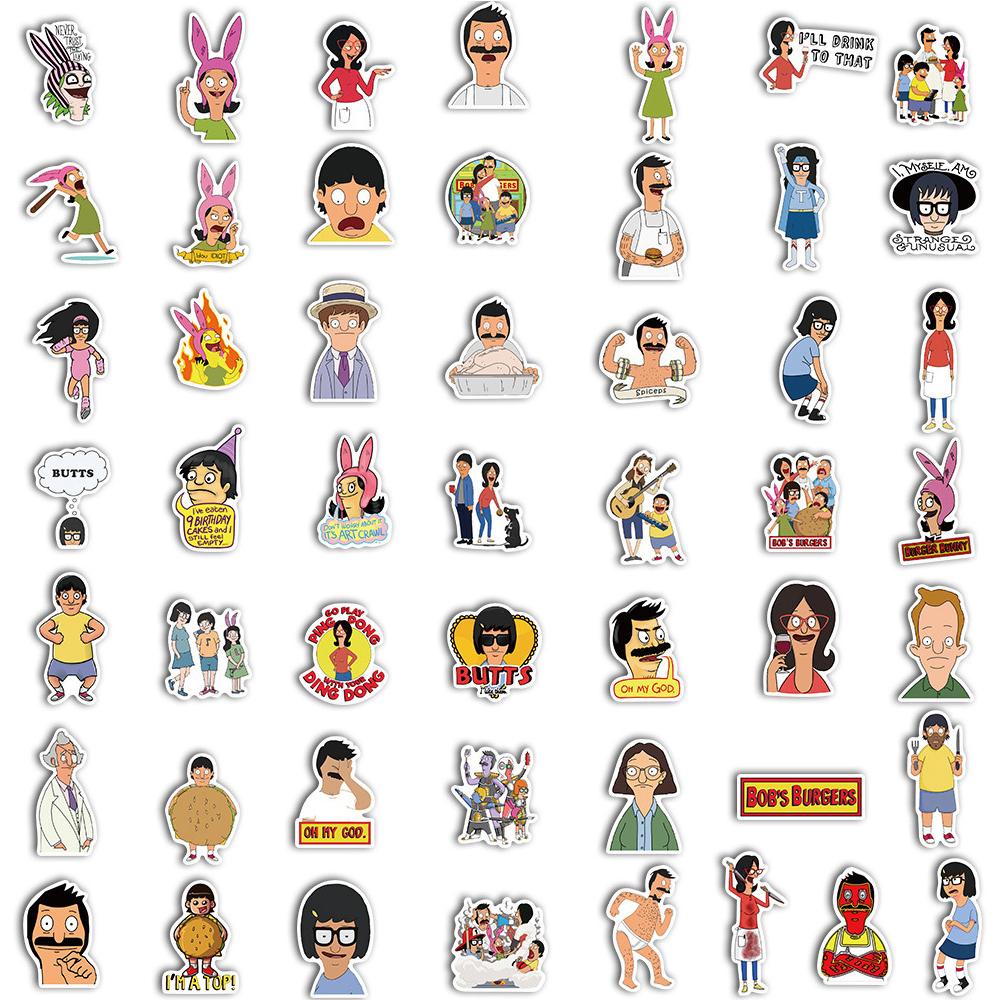 100pcs Bob's Burgers Vinyl Waterproof Stickers for Laptop  Bumper Skateboard
