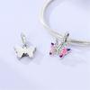 Beads Copper Fine Pink Zircon Butterfly Pendants Fit Beads Plata Authentic Bracelet Charms Women Jewellery Making